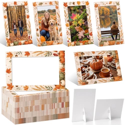 Image of AmazingSpark 50 Pack Fall Picture Frames Bulk Paper Photo Frame