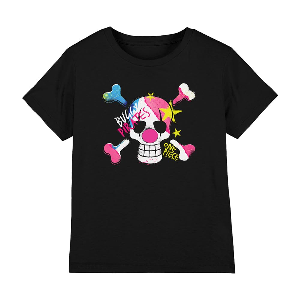 One Piece Buggy Pirates Graffiti Logo Kids T-Shirt, Black, 7-8Y