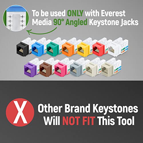 Everest Media Solutions Easyjack - 90° Angled Speed Termination Tool - With 10 Blue & 10 White Cat6 Keystone Jacks - Additional Jacks Are Available - (B087N7Qqd2) #TOP4