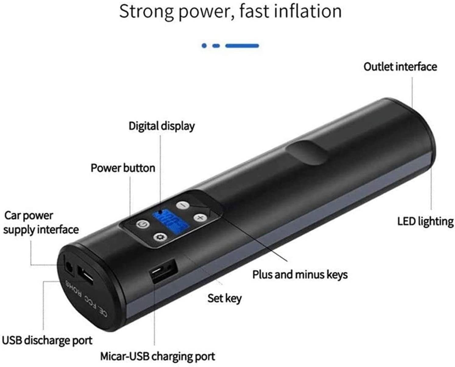 Bomba de aire portátil inflador de neumáticos for compresor de aire for neumáticos for automóviles 1 2V DC Bomba de neumáticos automáticos con manómetro digital, 15 0PSI con emergencia DIRIGIÓ Luz for