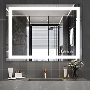 32×24 inch Wall Mounted LED Bathroom Mirror with 3000K-6000K Dimmable, Anti-Fog, Lighted Bathroom Mirror with Smart Touch Button, Memory Function(Horizontal/Vertical)