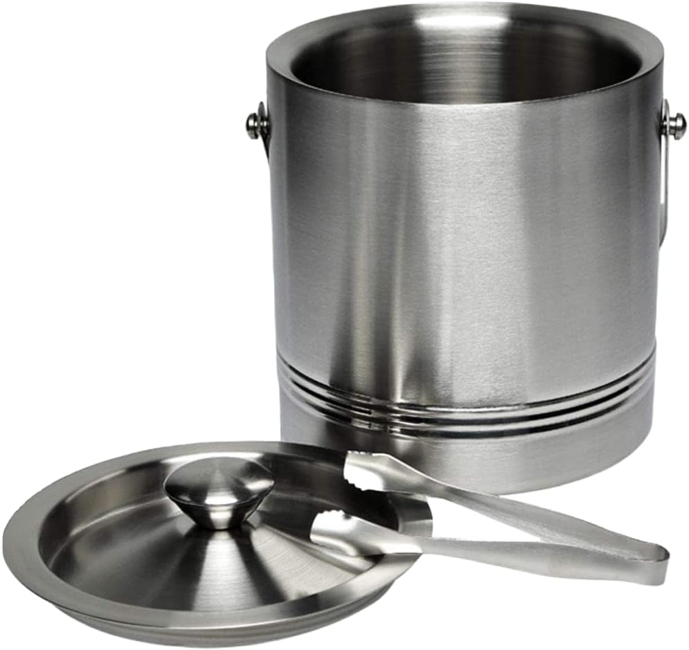 Chef Inox Stainless Steel Ice Bucket With Tongs, Silver - In-1971500-Trio