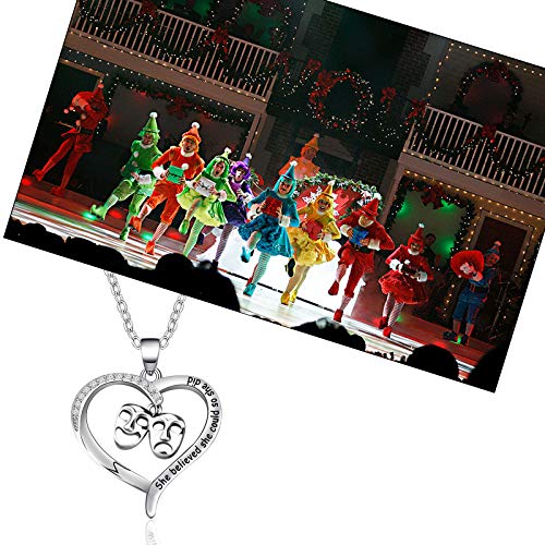 FAADBUK Theater Necklace Theatre Drama Gift She Believed She Could So She Did Comedy Tragedy Masks Charm Jewelry Inspiration Gift for Actor Actress4
