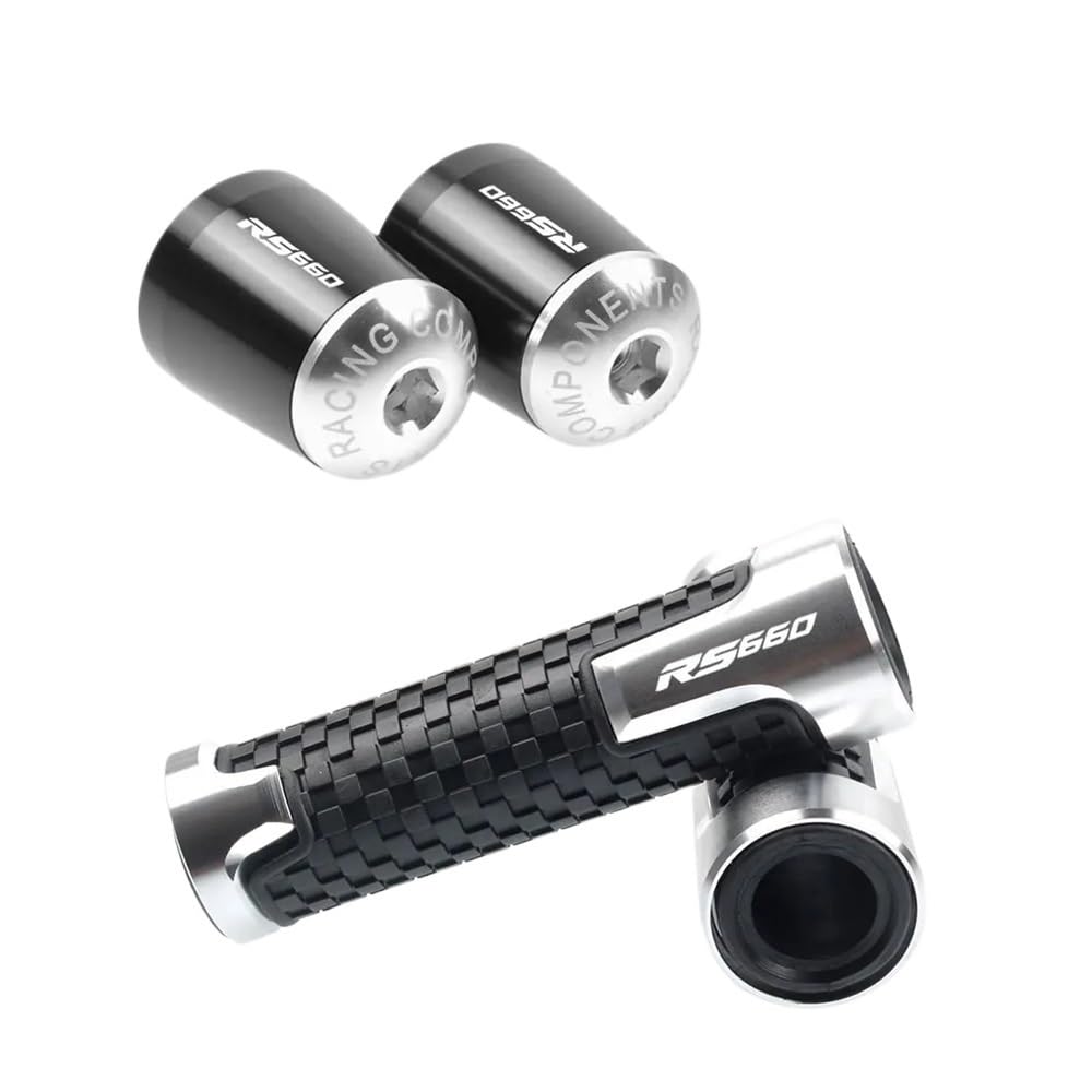 PER Aprilia RS660 2020-2023 CNC Moto Manubrio Terminale Peso Manopole Estremità Tappo Anti Vibrazione(Black Sliver)