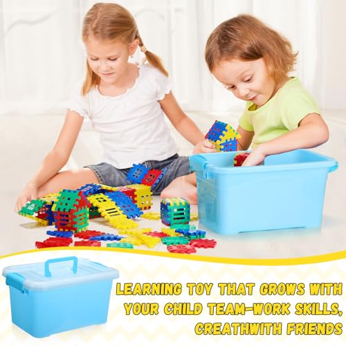 155 Pieces Interlocking Building Blocks for Kids with Storage Box Building Toys Waffle Blocks for Kids Construction Learning Educational Toy Sets - Image 5