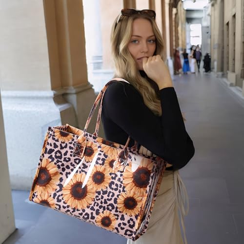 Image of KALIDI PVC Tote Bag Women's Kraft Paper Work Handbags Purses with Top Handle
