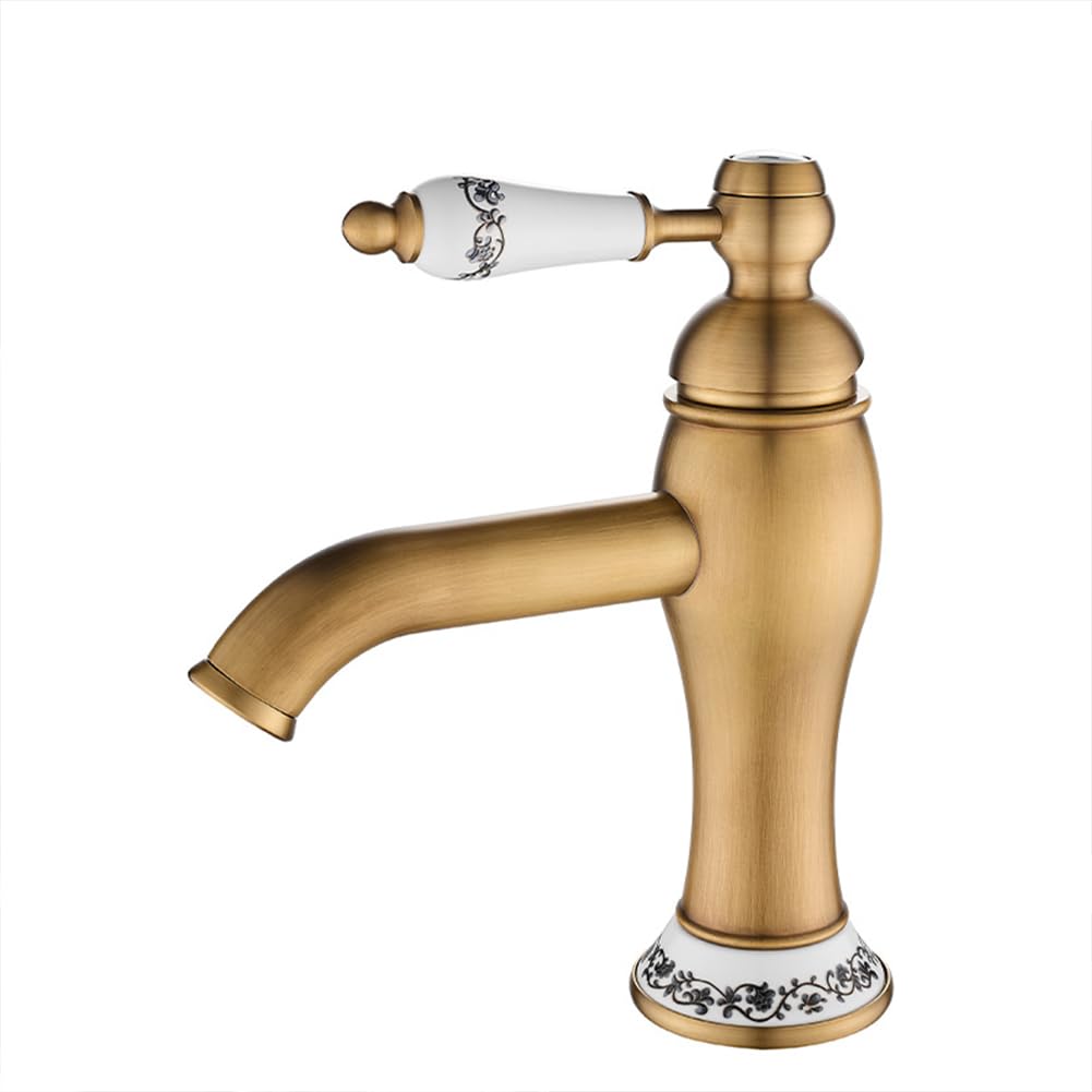 Robinet mitigeur de lavabo rétro laiton avec levier unique eau chaude froide
