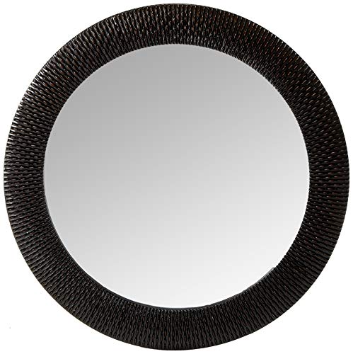 Image of Howard Elliott Bergman Big Round Mirror for Wall Decor, Antique Copper Mirror with Starburst Effect, Modern Large Circular Hanging Wall Vanity Mirror for Living Room, Bathroom or Entryway, 54x54 Inch