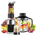 Blender Smoothie Maker, 700W Blender, Portable Food Chopper and Grinder, 570ml BPA Free Bottle, 300ml Grinder Cup, 1200ml Jug, Processor Blenders for Kitchen (TB18SM)