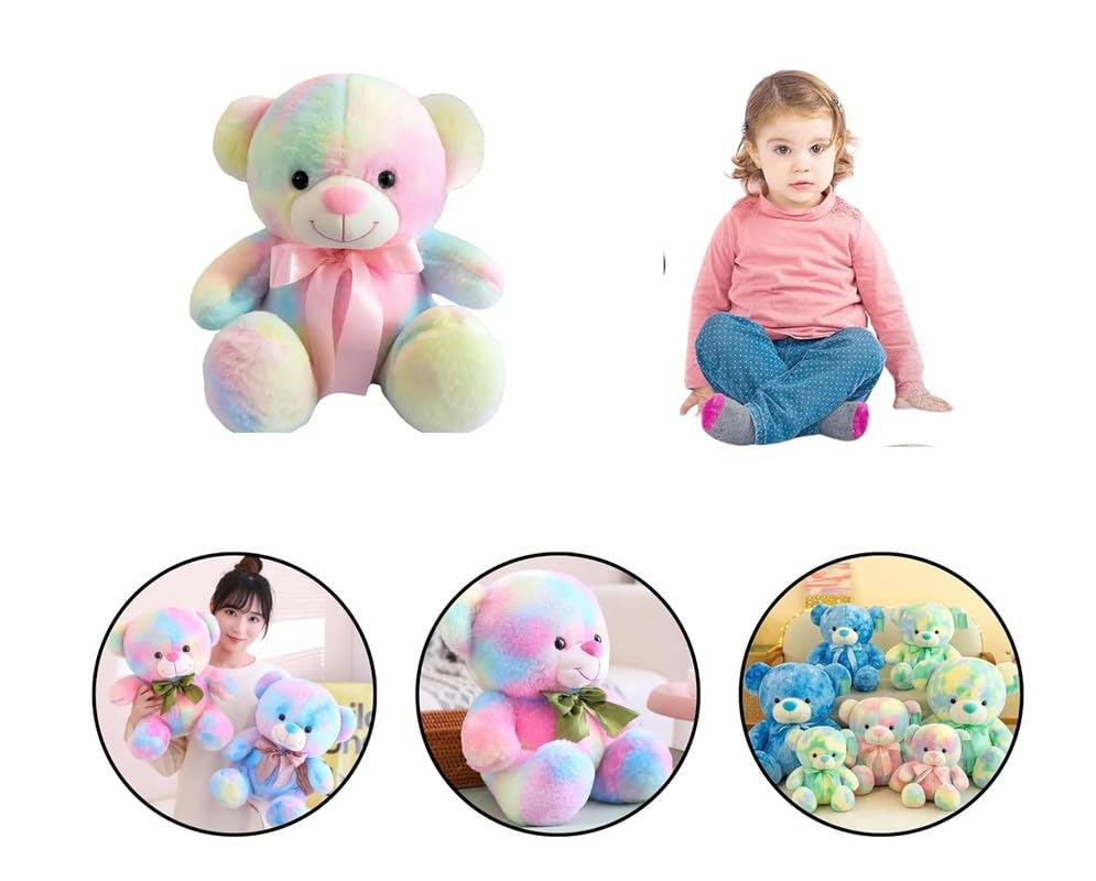 Image of Soft Toys Rainbow Teddy Bear for Girl Plush Toy Lovable and Huggable for Children Home Decor Gift for Girlfriend, Birthdays & Occasions (Size 13 Inch)