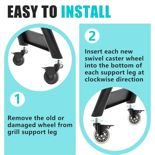 Image of 3-Inch Swivel Caster Wheel with Brake for Traeger Pellet Grills: HDW302 - Grill Wheel Replacement for Outdoor Cooking