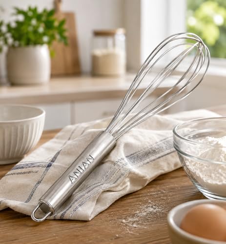 Image of Stainless Steel Balloon Whisk 25cm for Kitchen | Heavy Duty Egg Beater & Baking Whisk | Premium Wire Whisk for Mixing, Blending, Whipping & Cooking | Set of 1 | Warranty 6 Months
