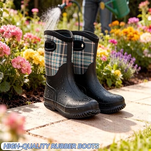 Image of Hbxooxts Women Mud Boots Waterproof Garden Shoes, Anti-Slip Rubber Rain Boots for Women, Outdoor Work and Farming with Easy-Clean Design