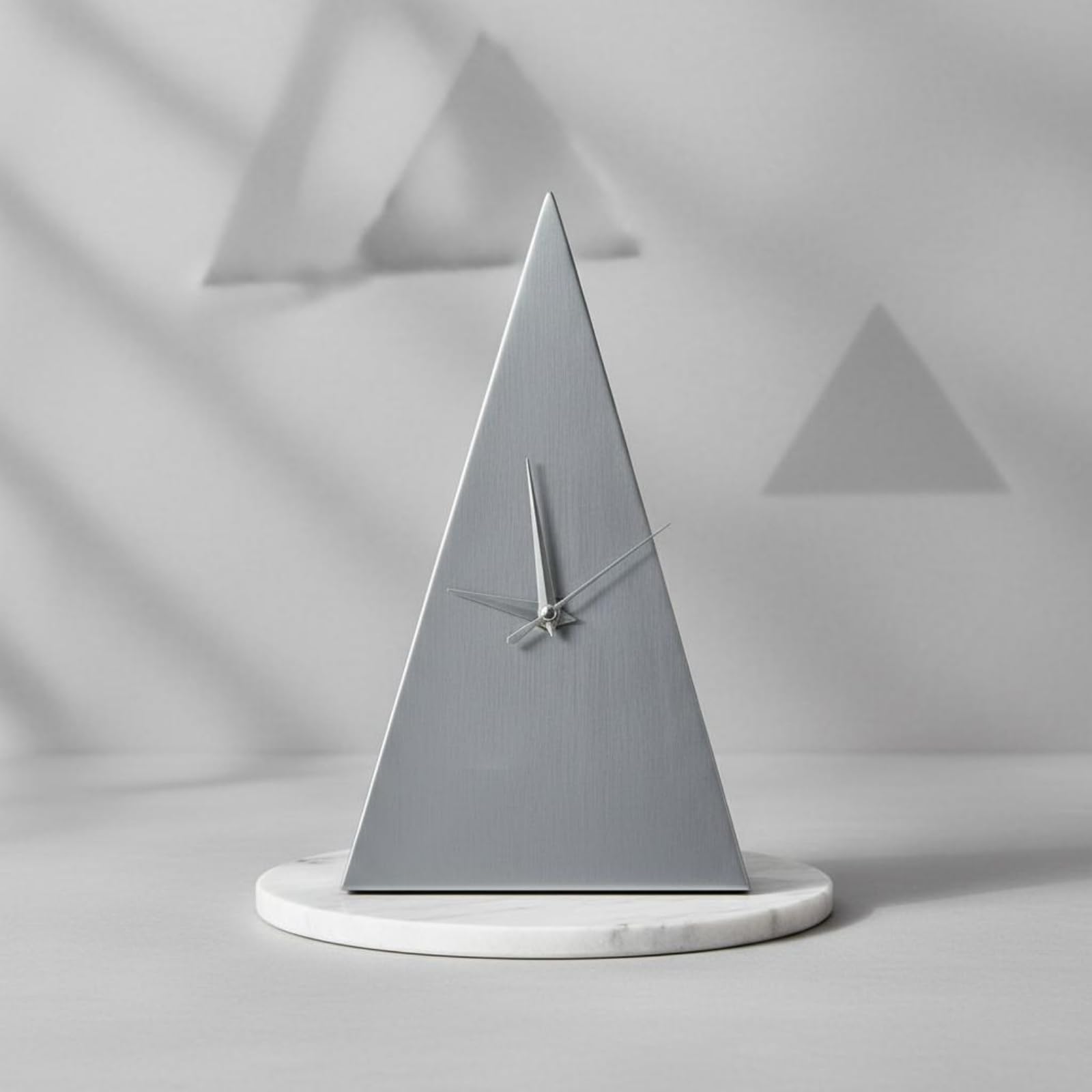 Metall Tischuhr europäischer Stil Standuhr poliert Metall-Standuhr für Wohnzimmer, Musterzimmer, S Triangle Mirrored