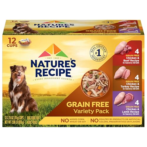 Nature's Recipe Grain Free Wet Dog Food Variety Pack, Chicken Rec...
