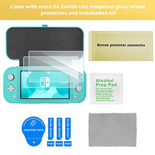 Image of ProCase Flip Cover for Nintendo Switch Lite with 2 Pack Tempered Glass Screen Protectors, Slim Protective Case with Magnetically Detachable Front Cover for Nintendo Switch Lite 2019 -Turquoise.