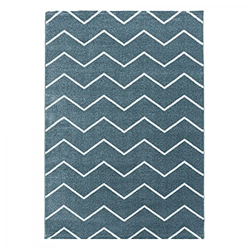 Tapis enfant vagues bleu petit format 80x150 antidérapant