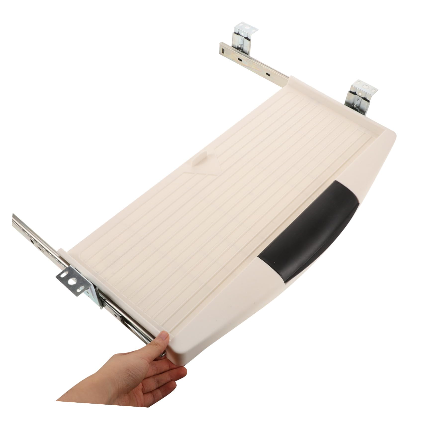 Bandeja ajustable para teclado debajo del escritorio, solución de almacenamiento deslizante con ángulo de inclinación que ahorra espacio, diseño de plástico ABS para oficina y hogar, perfecto para