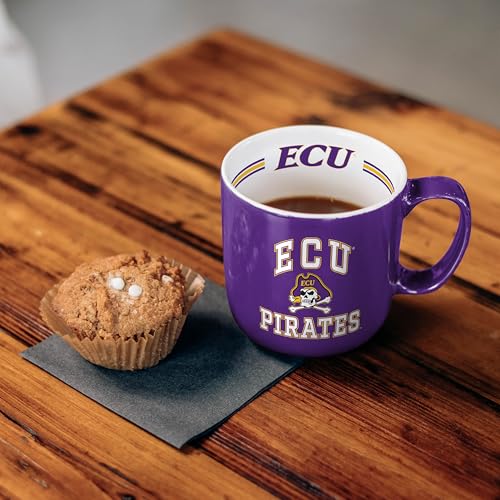 Image of Logo Brands NCAA East Carolina Pirates 15 oz Stripe Coffee Mug - Vintage Team Logo, Inside Print & Stripes, Microwave & Dishwasher Safe- Great Gift For Fans & Alumni