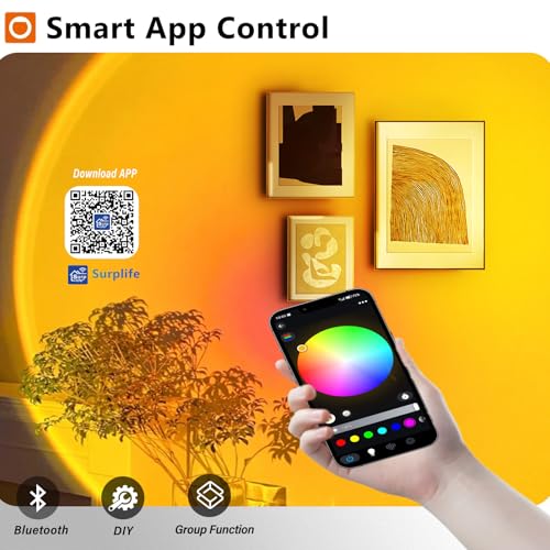 Image of Sunset Lamp Projector with Remote Control, Multiple Colors LED APP Control Sunset Light Three Control Methods Night Light for Room Decor /Christmas Gift /Photography /Party /Bedroom Decor