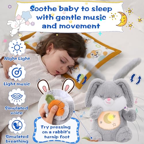 MIAODAM Soothing Breathing Bunny Plush with Relaxing Music, Hugging Toy — view 4