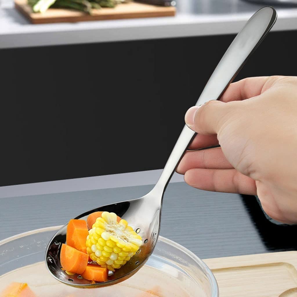 Cuchara ranurada portátil de acero inoxidable, colador grueso, colador de sopa de agujero grande para el hogar, colador de sopa, colador para cuchara de cocina