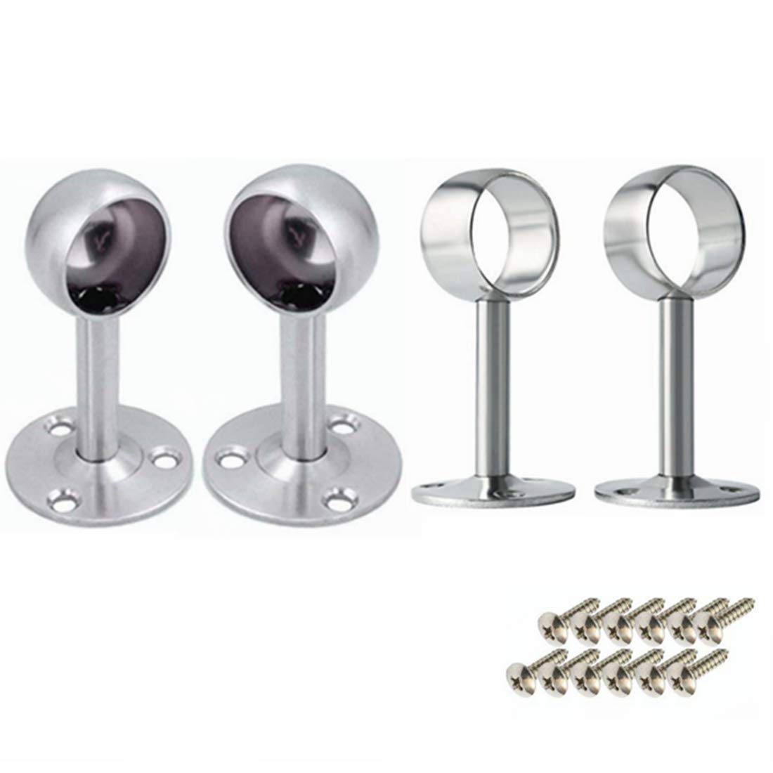 Haoun Bracket for Curtain Rod,4 Set Ceiling Mount Bracket Closet Rod Brackets Stainless Steel Wardrobe Rod Bracket Wall Mounted Size 0.87 Inch