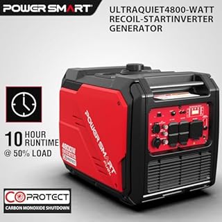 PowerSmart 4800W Portable Inverter Generator with CO Protect, Portable Generator for Camping, Home Emergency Use, Gas Powered, RV Ready 30A Output, Wheels Handle Kit