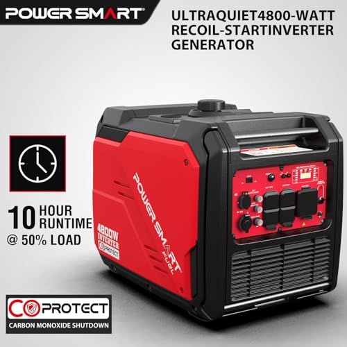 Image of PowerSmart 4800 Watt RV-Ready Portable Inverter Generator for Home Use | CO Protect, Long Runtime