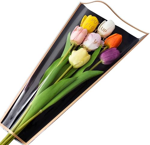 BEISHIDA 50 bolsas transparentes para ramos de flores de celofán, bolsas de plástico para envolver ramos de floristería, Día de la Madre, Día de San