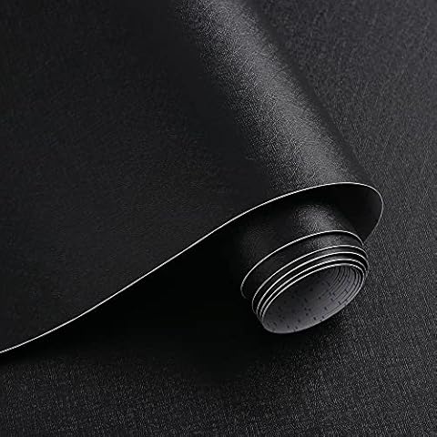 VANISA Black Peel and Stick Vinyl Wallpaper Self Adhesive Removable Furniture Stickers Film Waterproof Wall Coverings for Wall Shelf Door Table Decoration 40x300cm Cover