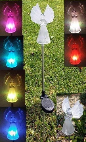 RELIGHTABLE Solar Powered Garden Stake LED Light, Set of 2 (Fiber Angel)