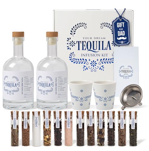 Tequila Gifts for Men – Tequila Making Kit - Bourbon Old Fashioned Infusion kit - Includes Bottles, Wood Chips, Botanicals – Perfect for Men & Women – Lover Gifts (No Alcohol Included)