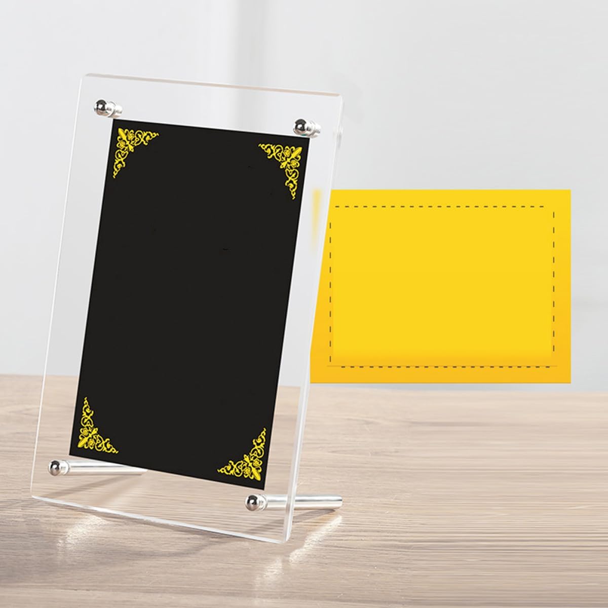 3pcs Acrylic Photo Frame Stand Glass Crystal Certificate Display Holder for Round Angle Design for Photos and Certificates