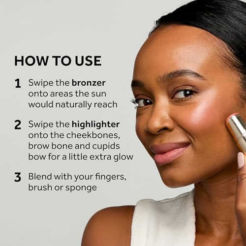 Image of No7 Pro Artist Multi-Use Bronzer Stick & Highlighter Makeup - Dual-Ended Cream Contour and Face Highlighter with Vitamin E and Argan Oil for a Radiant Finish - Light Bronze /Champagne Glow (10g)