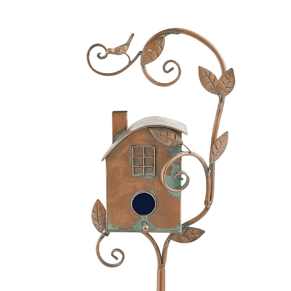 Kexpery D Metal Bir House With Metal Outdoor Garden Pole For Bir House Ecoration Outdoor With Pole For Garden Ecoration (D)
