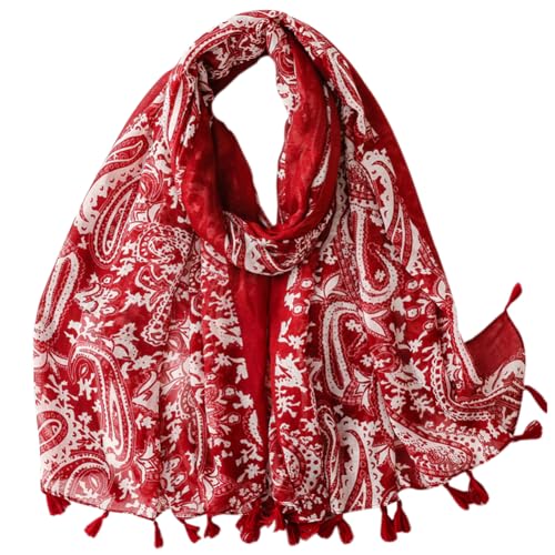 Beslen Scarf for Women Lightweight Fashion Printed Cotton Scarves Boho Fringed Shawl Wraps