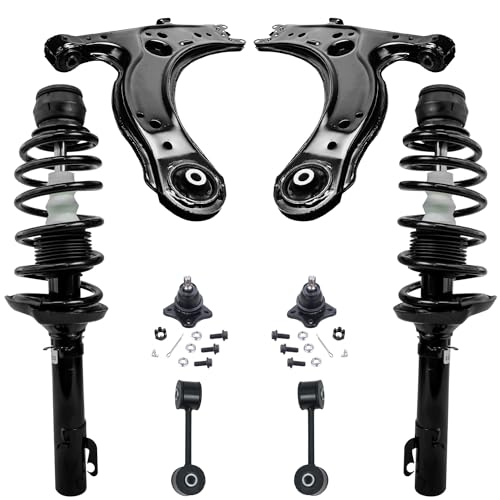 Image of Detroit Axle - 8pc Front End Suspension Kit for 2001-2010 VW Beetle 2003-2005 Golf 2001-2005 Jetta, Struts & Coil Spring Lower Control Arms Sway Bars Lower Ball Joints Replacement Struts Shocks