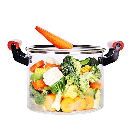 5.3 Quart Glass Pot with Lid, 5L Glass Saucepan with Cover for Cooking
