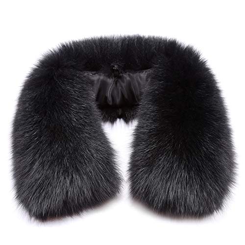 Maniny Fur Collar Unisex Fox Fur Collar - Removable Generous Collar Womens Trim Hood - Buttons Included - 50/55/60cm 55cm - Square Collar Fur Collar