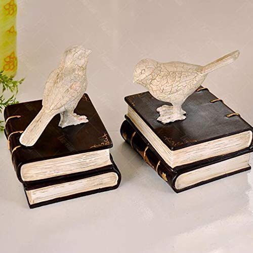 Sculpture d'oiseau en résine et serre-livres noir vintage 13cm