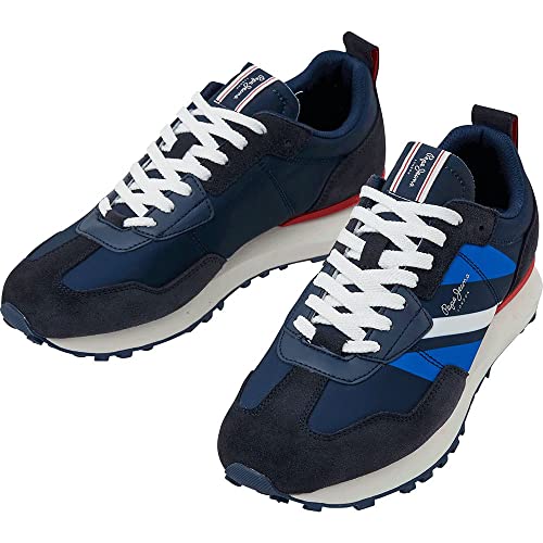 Pepe Jeans Zapatillas de Piel Combinadas Foster Marino