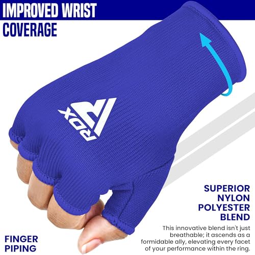 Image of RDX Boxing Hand Wraps Inner Gloves Men Women, Half Finger Elasticated Bandages, Under Mitts Fist Protection, Muay Thai, Kickboxing, MMA, Martial Arts Speed Bag Punching Training