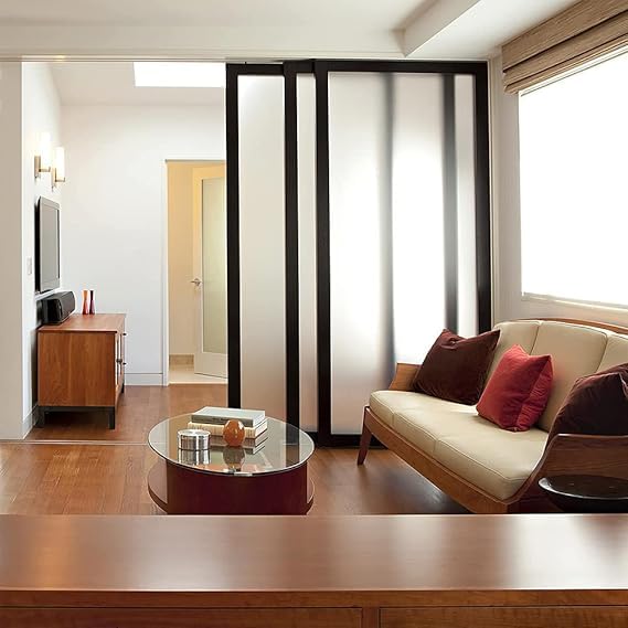 Image of Window Sticker - Privacy Blur Effect Decorative 2 Way Privacy Cover Glass Film | Self Static Cling /UV Sun-Control Window Decals Glass Sticker Frosted PVC Sheet || (61 x 200 Cm, 13.13 ft)