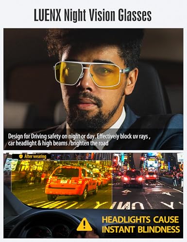 Image of Luenx Aviator Sunglasses Polarized Men Women Square UV400 Driving | Big Head Fit,Polygon Shades,Lightweight,Adjustable Nose Pads,Anti-slip,Impact-resistant,Scratch-Resistant,Gift-Ready Set