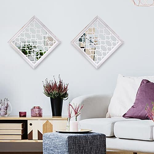 Rustic Decorative Wall Mirror Farmhouse Decor 2Pcs Wall Mounted Large Window Mirrors Bathroom Wall Decor For Living Room Kitchen Bedroom Entryway Laundry Mhome Dining Room Hallway Decorations #TOP5