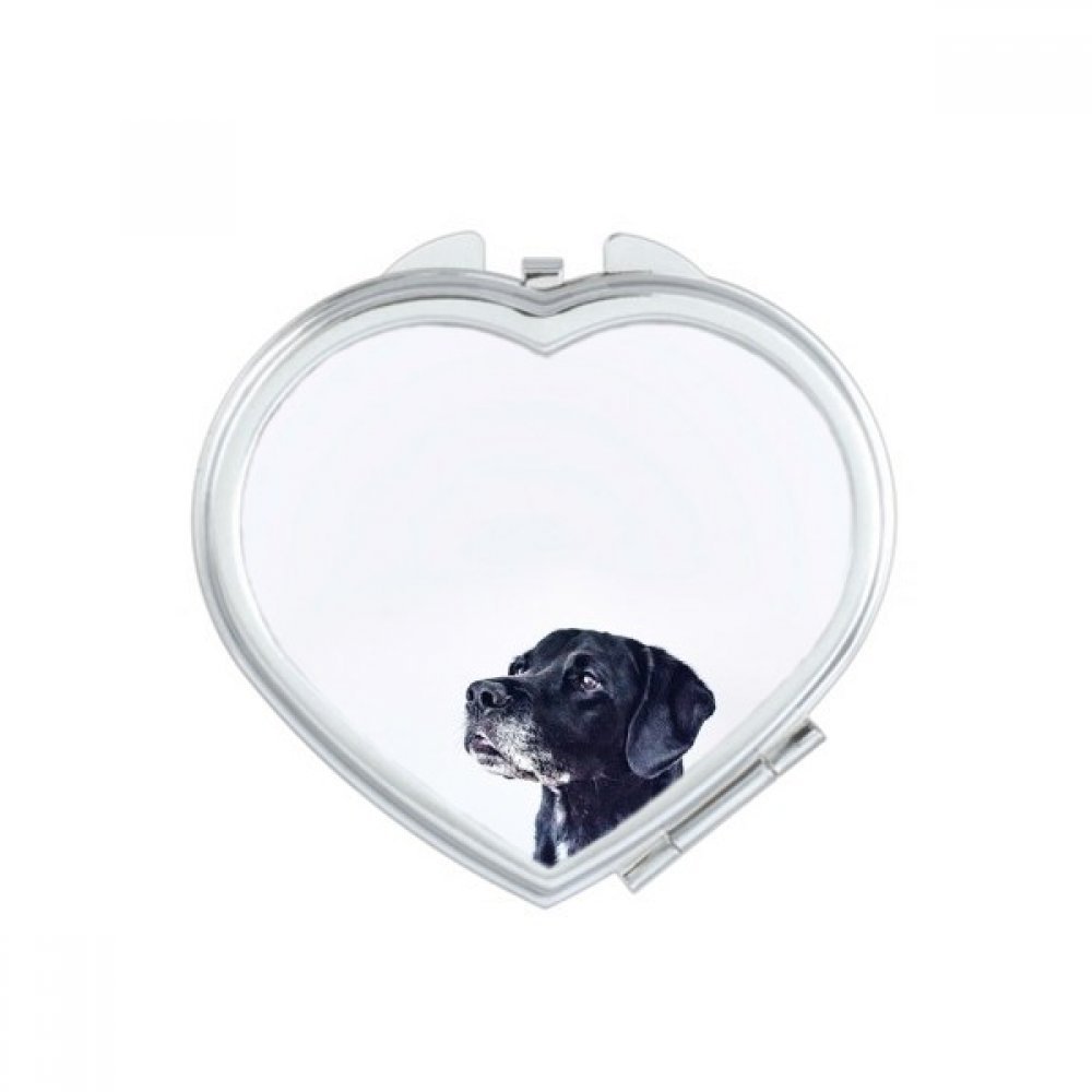 Miroir de maquillage cœur pour sac à main avec photo de chien mignon