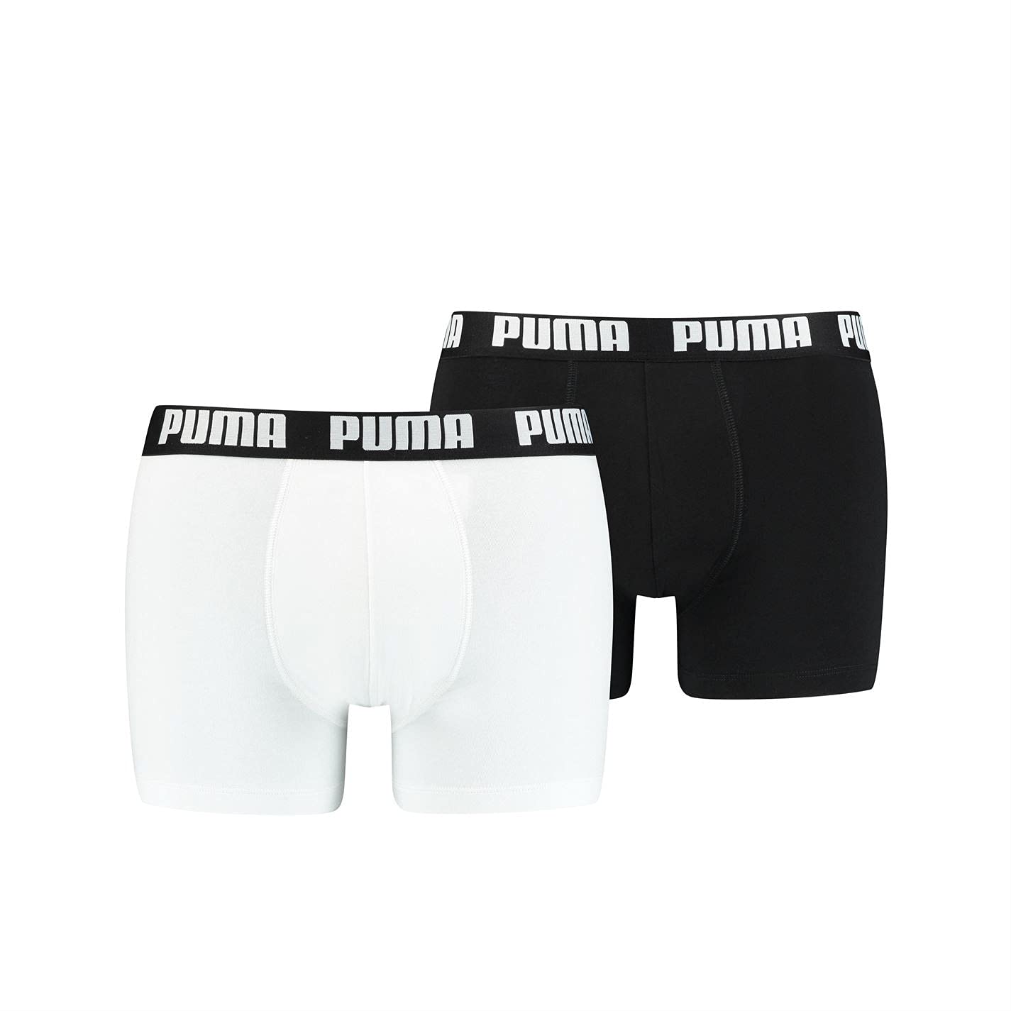 Puma Men's White / Black Boxer, White/Black, S (Pack Of 2)