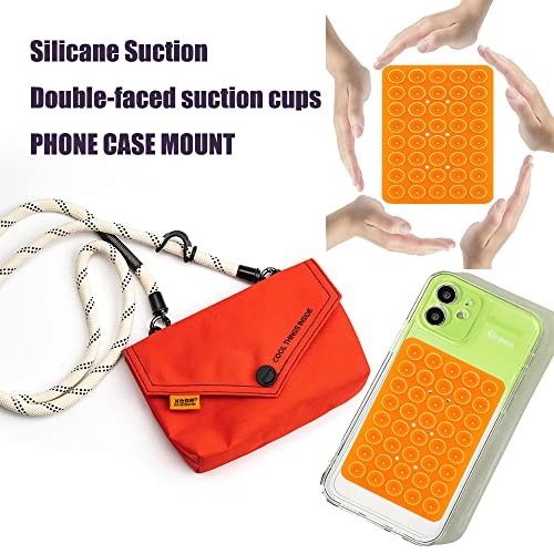 Image of Double Sided Silicone Suction Phone Holder Mount, Silicon Accessory for iPhone and Android, Hands-Free Mirror Shower Phone Holder, TikTok Videos and Selfies (Orange+Purple)