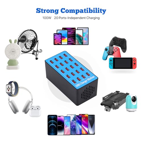 USB Charger Station, 100W/20A Desktop Charging Station, 20 Ports Multi-Function Charger, USB Charging Hub, Suitable for Samsung/iPhone/iPad/Google Pixel/Tables and Other Electronics USB Charger Station, 100W/20A Desktop Charging Station, 20 Ports Multi-Function Charger, USB Charging Hub, Suitable for Samsung/iPhone/iPad/Google Pixel/Tables and Other Electronics